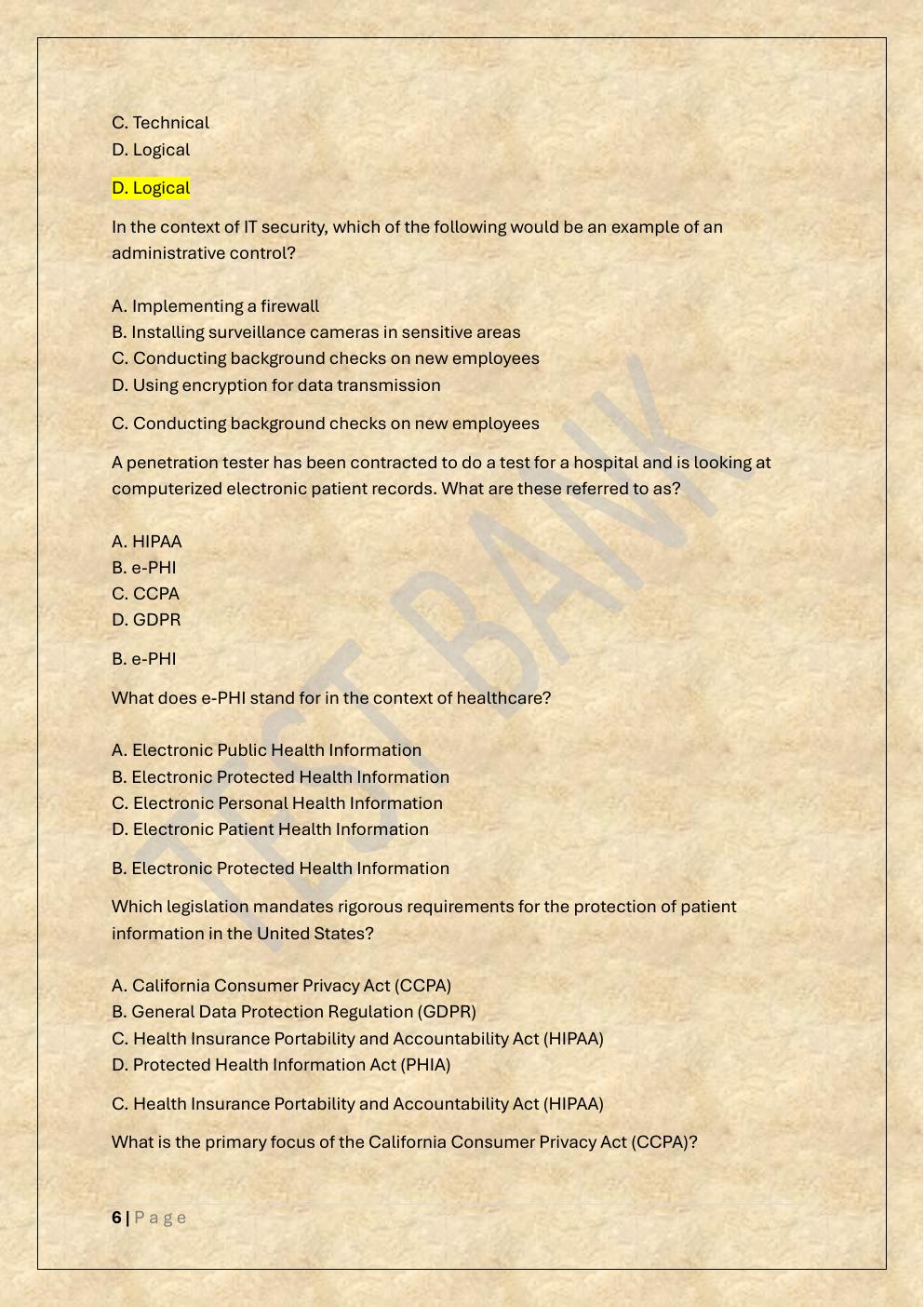 Preview page 6 of COMPTIA PENTEST+ EXAM TEST BANK 3