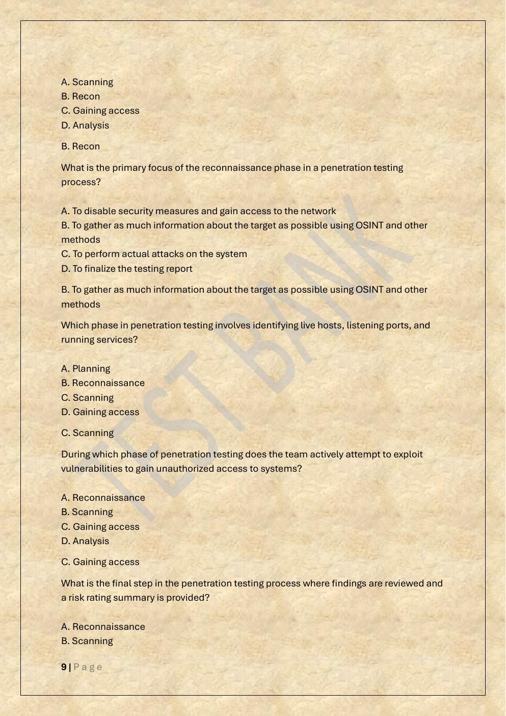 Preview page 9 of COMPTIA PENTEST+ EXAM TEST BANK 3