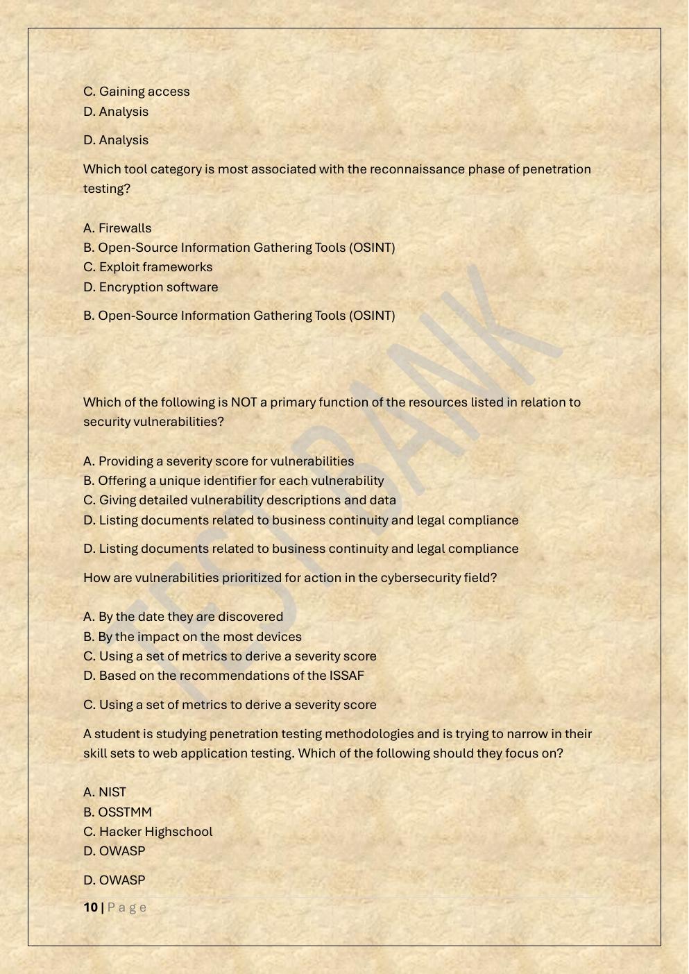 Preview page 10 of COMPTIA PENTEST+ EXAM TEST BANK 3