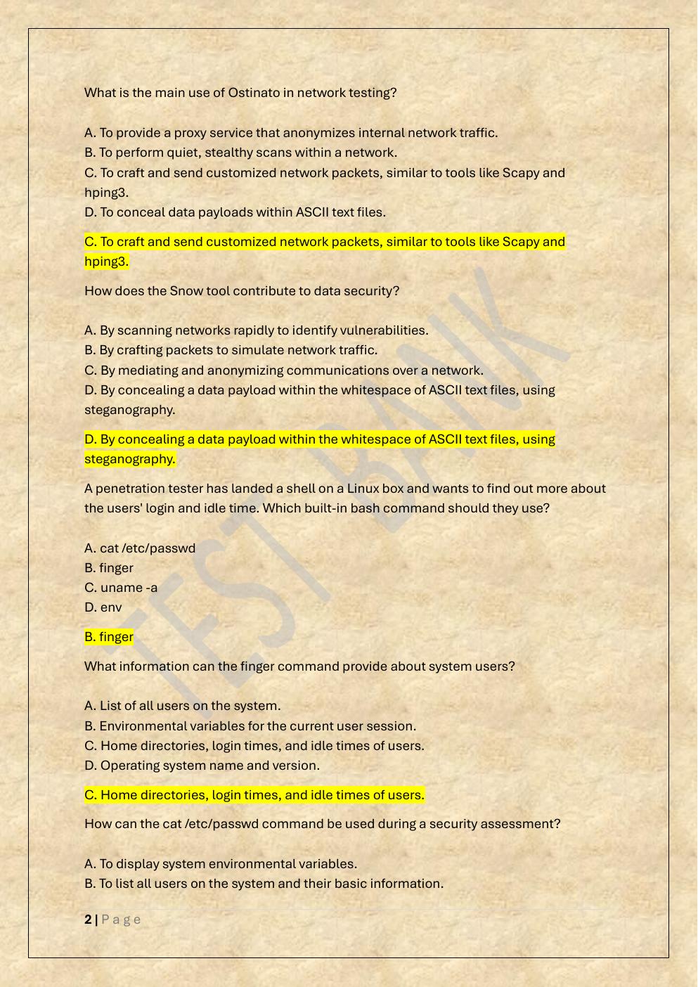 Preview page 2 of COMPTIA PENTEST+ EXAM TEST BANK 2