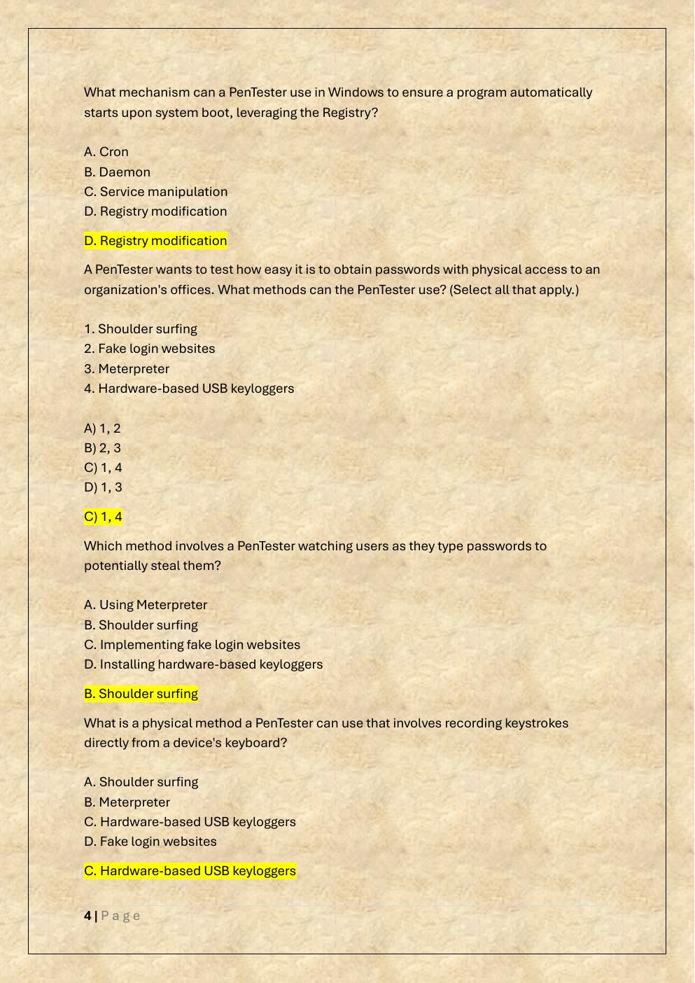 Preview page 4 of COMPTIA PENTEST+ EXAM TEST BANK 1