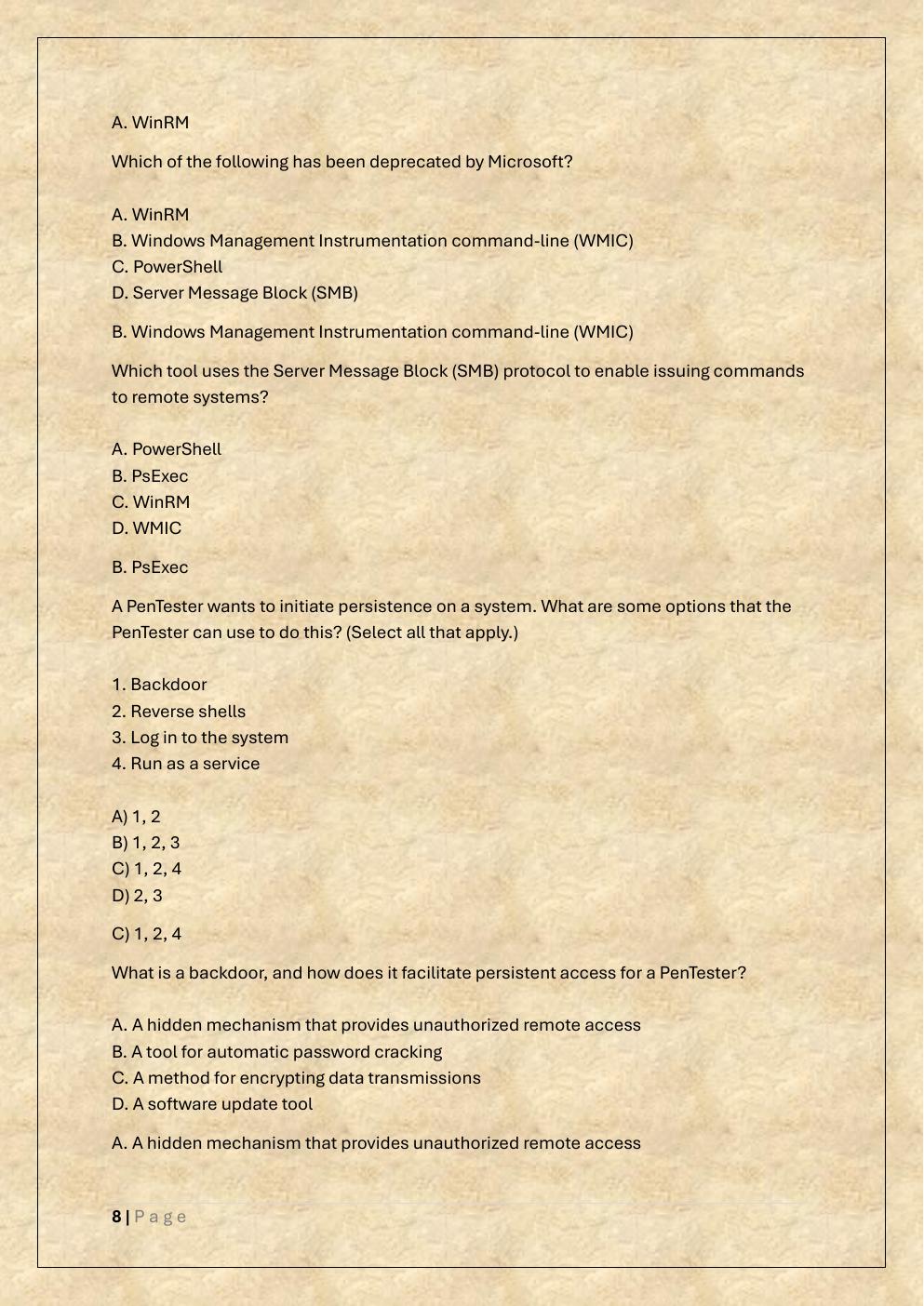 Preview page 8 of COMPTIA PENTEST+ EXAM TEST BANK 1