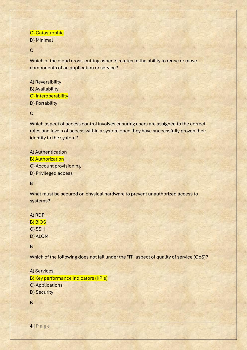Preview page 4 of MANAGING CLOUD SECURITY D320 OA AND  PA TEST BANK 2 /WGU D320 MANAGING  CLOUD SECURITY EXAM