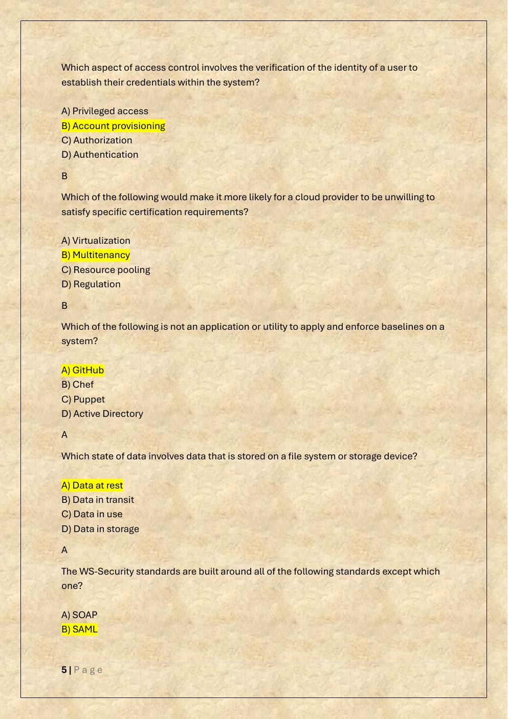 Preview page 5 of MANAGING CLOUD SECURITY D320 OA AND  PA TEST BANK 2 /WGU D320 MANAGING  CLOUD SECURITY EXAM
