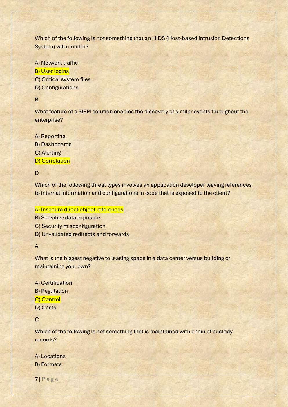 Preview page 7 of MANAGING CLOUD SECURITY D320 OA AND  PA TEST BANK 2 /WGU D320 MANAGING  CLOUD SECURITY EXAM