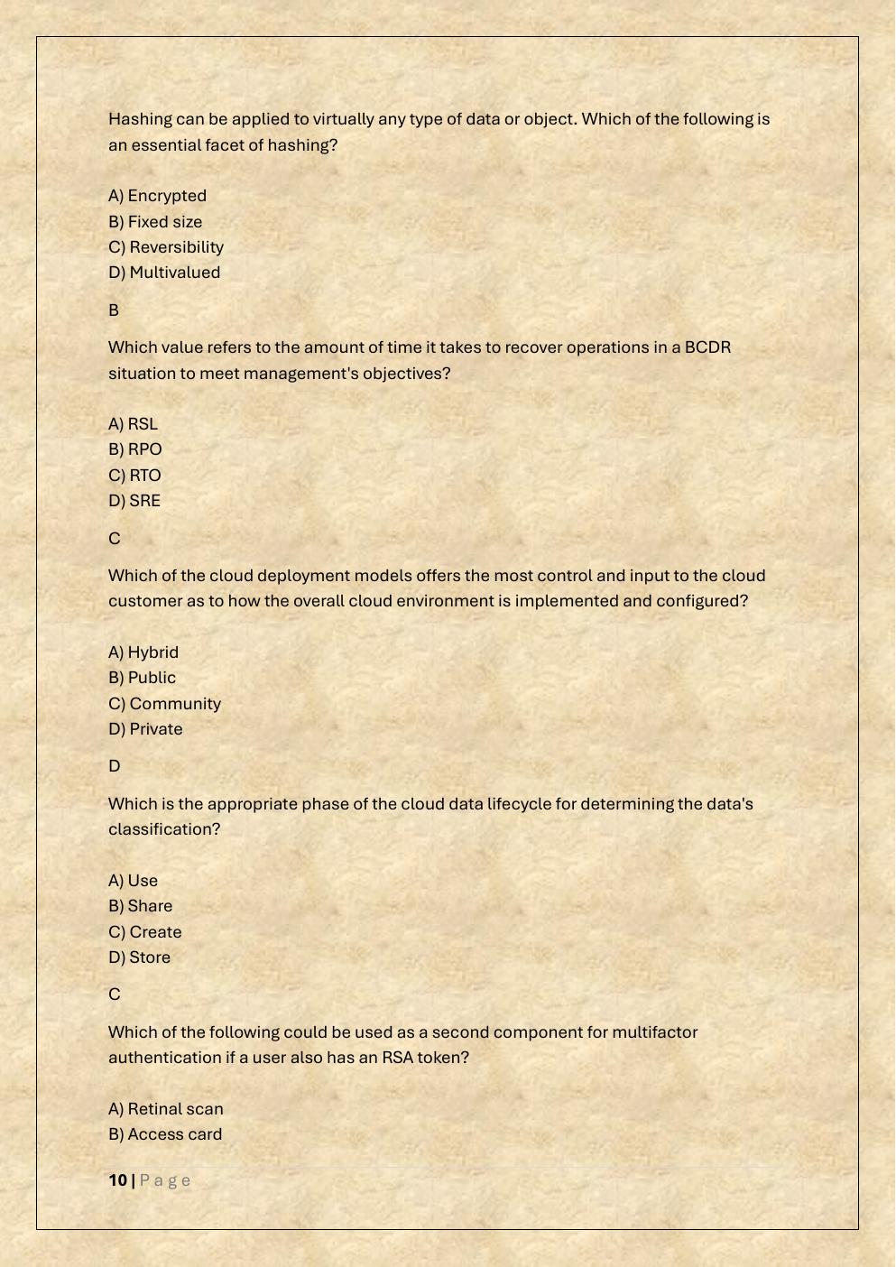Preview page 10 of MANAGING CLOUD SECURITY D320 OA AND  PA TEST BANK 2 /WGU D320 MANAGING  CLOUD SECURITY EXAM