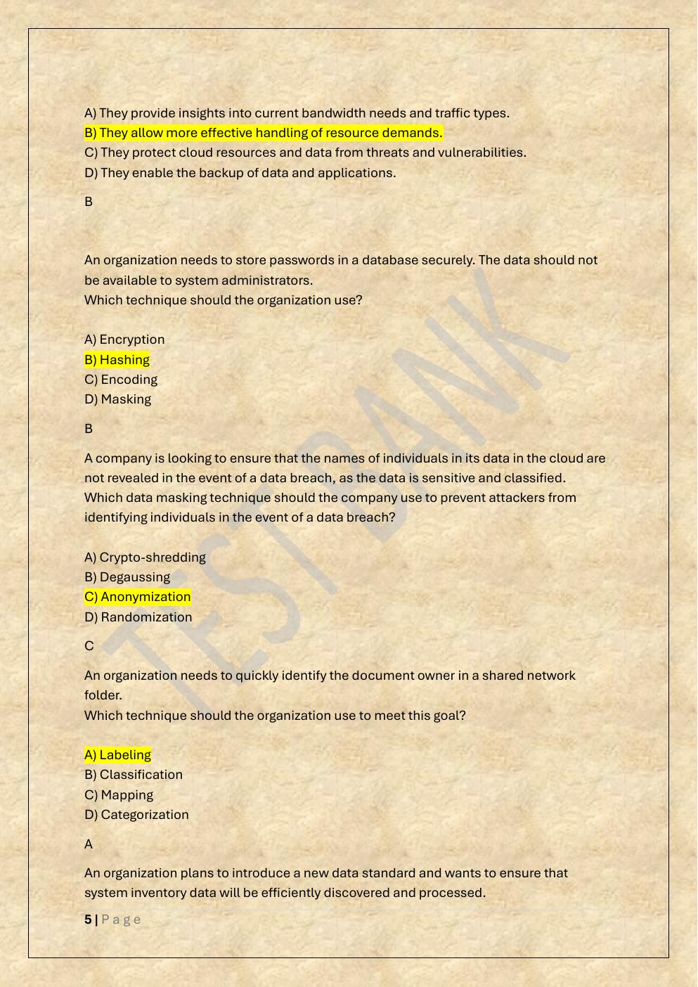 Preview page 5 of MANAGING CLOUD SECURITY D320 OA AND  PA TEST BANK 1 /WGU D320 MANAGING  CLOUD SECURITY EXAM