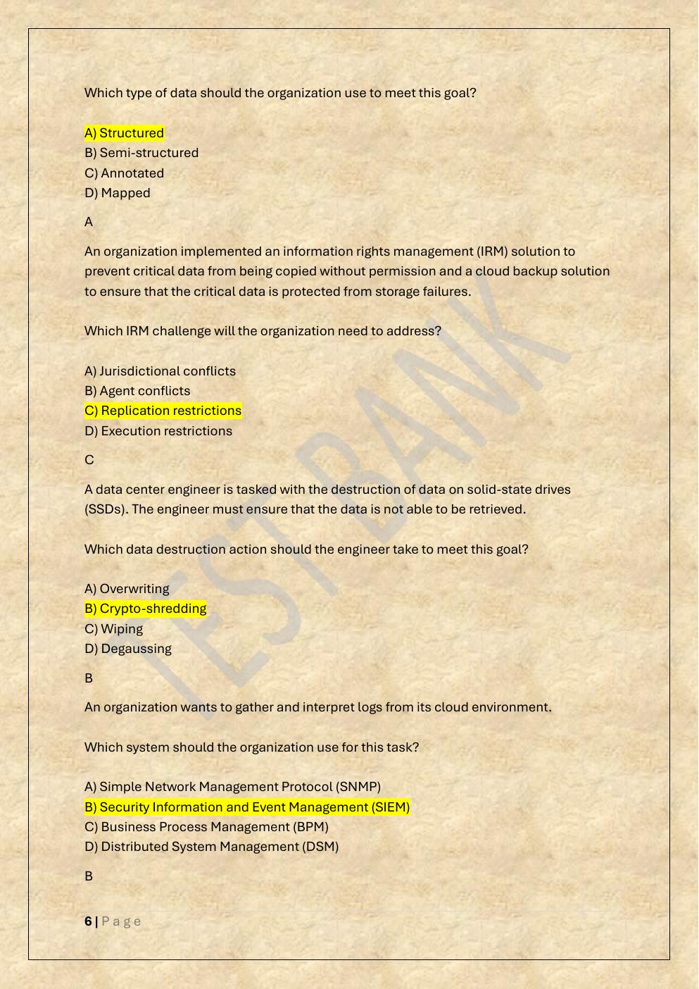 Preview page 6 of MANAGING CLOUD SECURITY D320 OA AND  PA TEST BANK 1 /WGU D320 MANAGING  CLOUD SECURITY EXAM