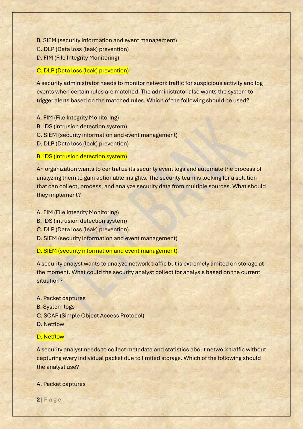 Preview page 2 of D488 CYBERSECURITY ARCHITECTURE AND  ENGINEERING OA TEST BANK 1/WGU D488  OBJECTIVE ASSESSMENT EXAM