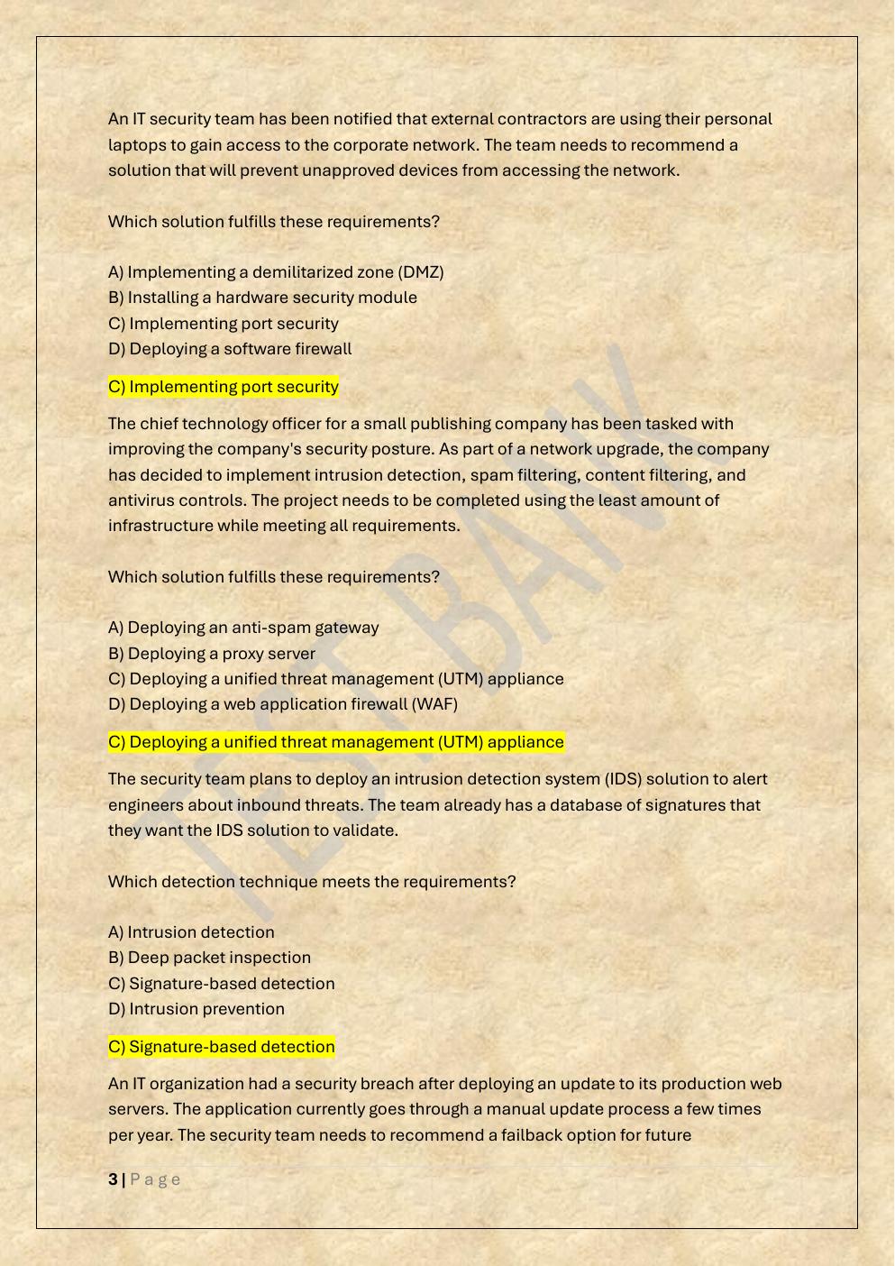 Preview page 3 of D488 CYBERSECURITY ARCHITECTURE AND  ENGINEERING OA TEST BANK 2/WGU D488  OBJECTIVE ASSESSMENT EXAM