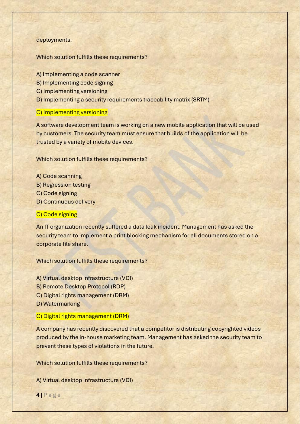Preview page 4 of D488 CYBERSECURITY ARCHITECTURE AND  ENGINEERING OA TEST BANK 2/WGU D488  OBJECTIVE ASSESSMENT EXAM
