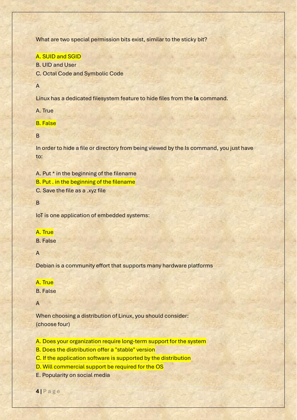Preview page 4 of D281 LINUX FOUNDATION OA AND PRE  ASSESSMENT TEST BANK 3/WGU 281 LPI  LINUX ESSENTIAL