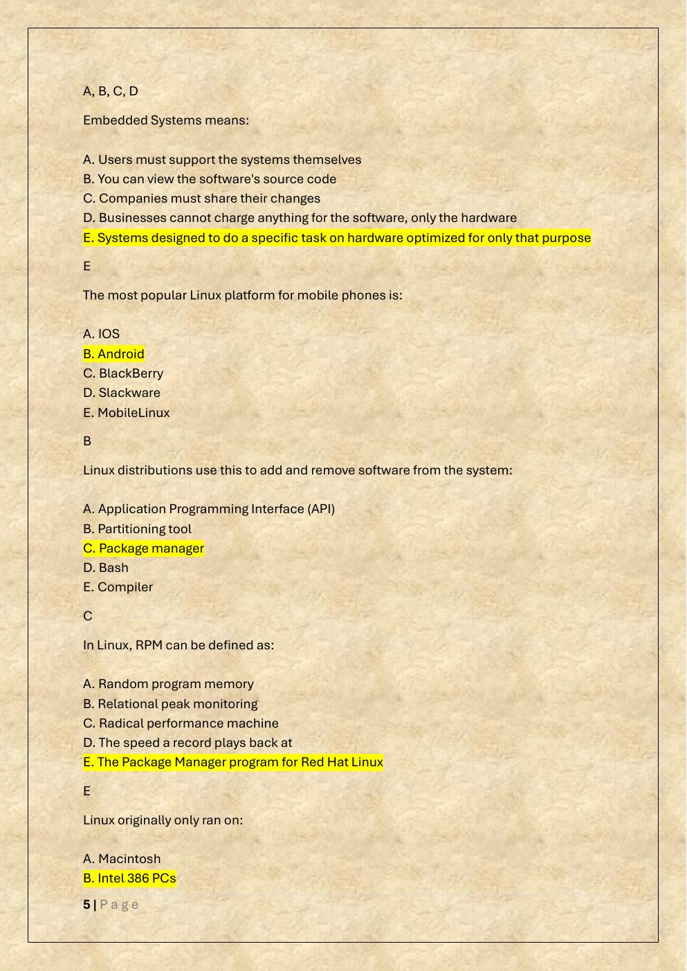 Preview page 5 of D281 LINUX FOUNDATION OA AND PRE  ASSESSMENT TEST BANK 3/WGU 281 LPI  LINUX ESSENTIAL