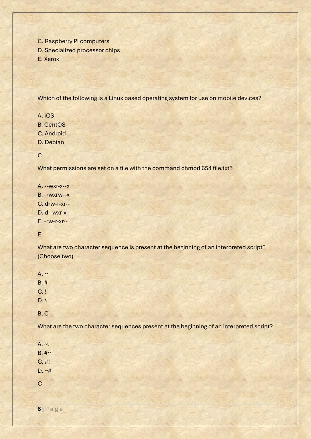 Preview page 6 of D281 LINUX FOUNDATION OA AND PRE  ASSESSMENT TEST BANK 3/WGU 281 LPI  LINUX ESSENTIAL
