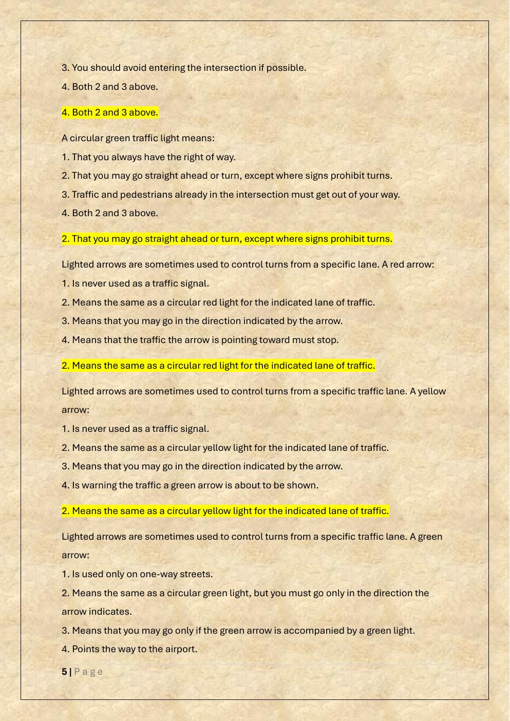 Preview page 5 of HAWAII DRIVERS PERMIT TEST EXAM