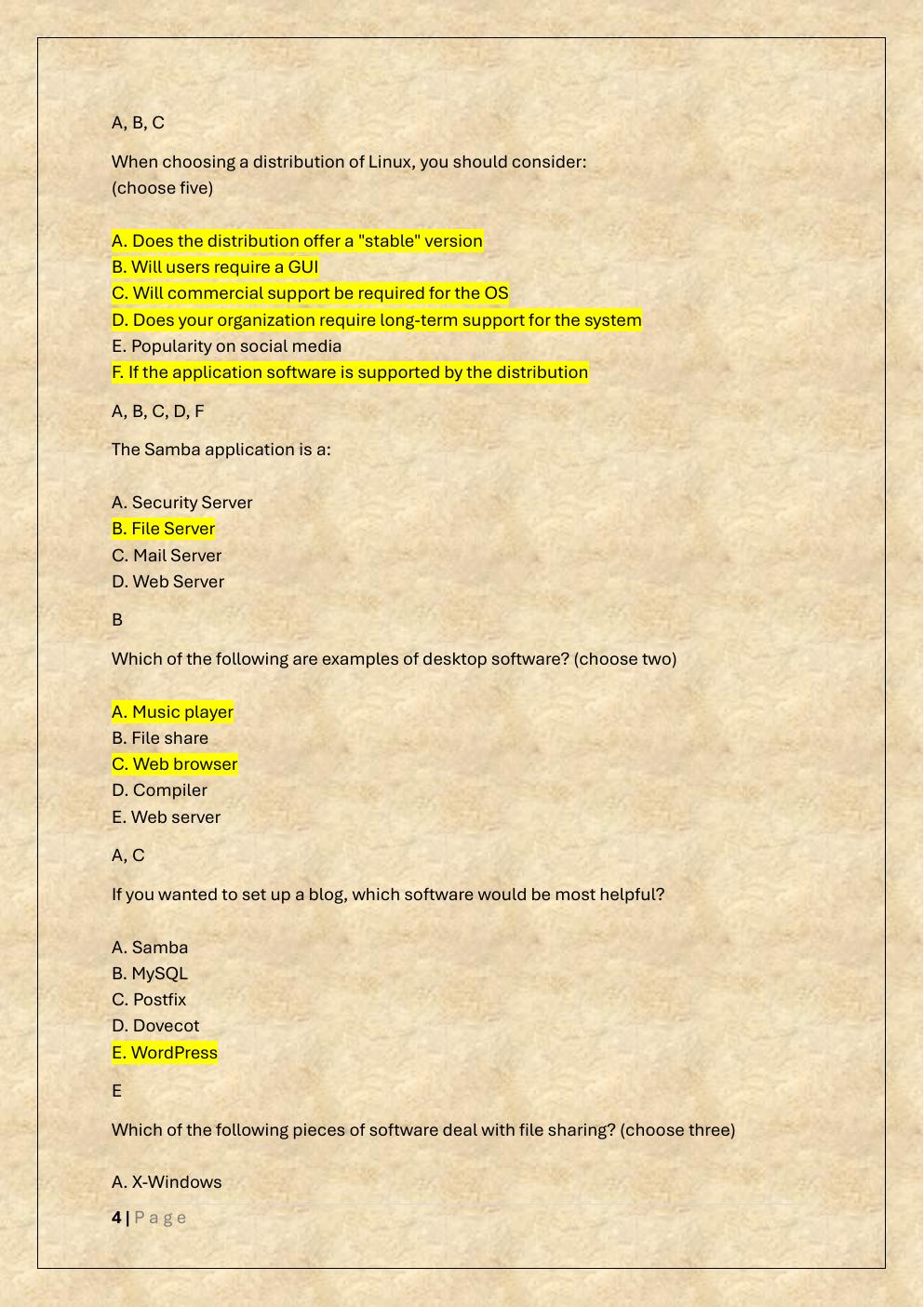 Preview page 4 of D281 LINUX FOUNDATION OA AND PRE  ASSESSMENT TEST BANK 2/WGU 281 LPI  LINUX ESSENTIAL