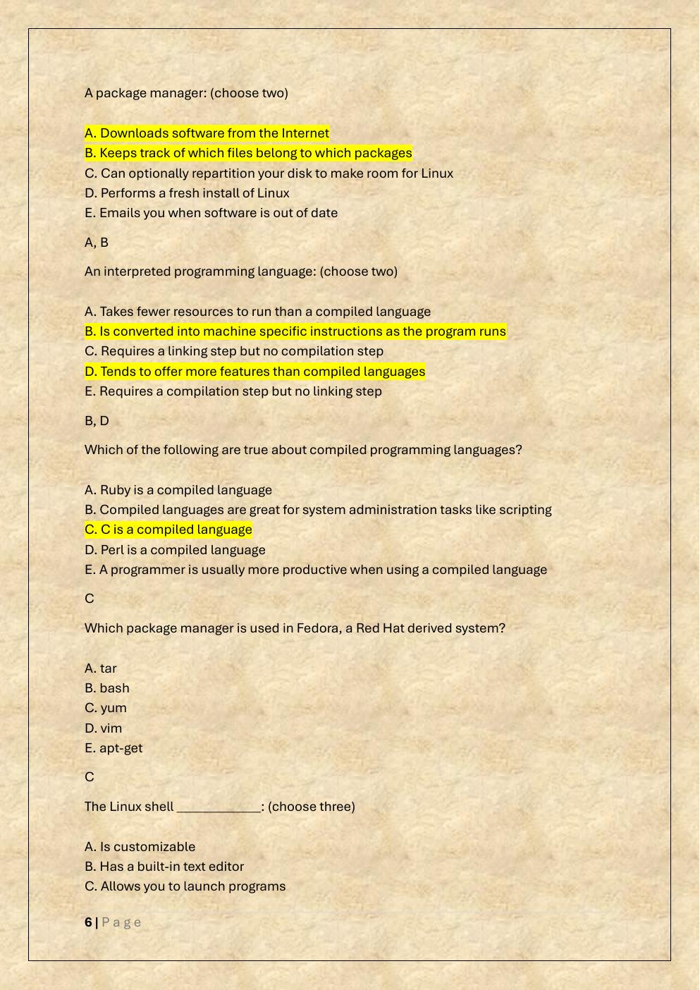 Preview page 6 of D281 LINUX FOUNDATION OA AND PRE  ASSESSMENT TEST BANK 2/WGU 281 LPI  LINUX ESSENTIAL