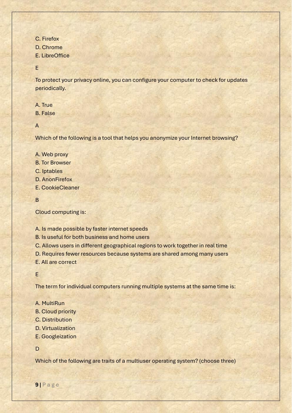 Preview page 9 of D281 LINUX FOUNDATION OA AND PRE  ASSESSMENT TEST BANK 2/WGU 281 LPI  LINUX ESSENTIAL
