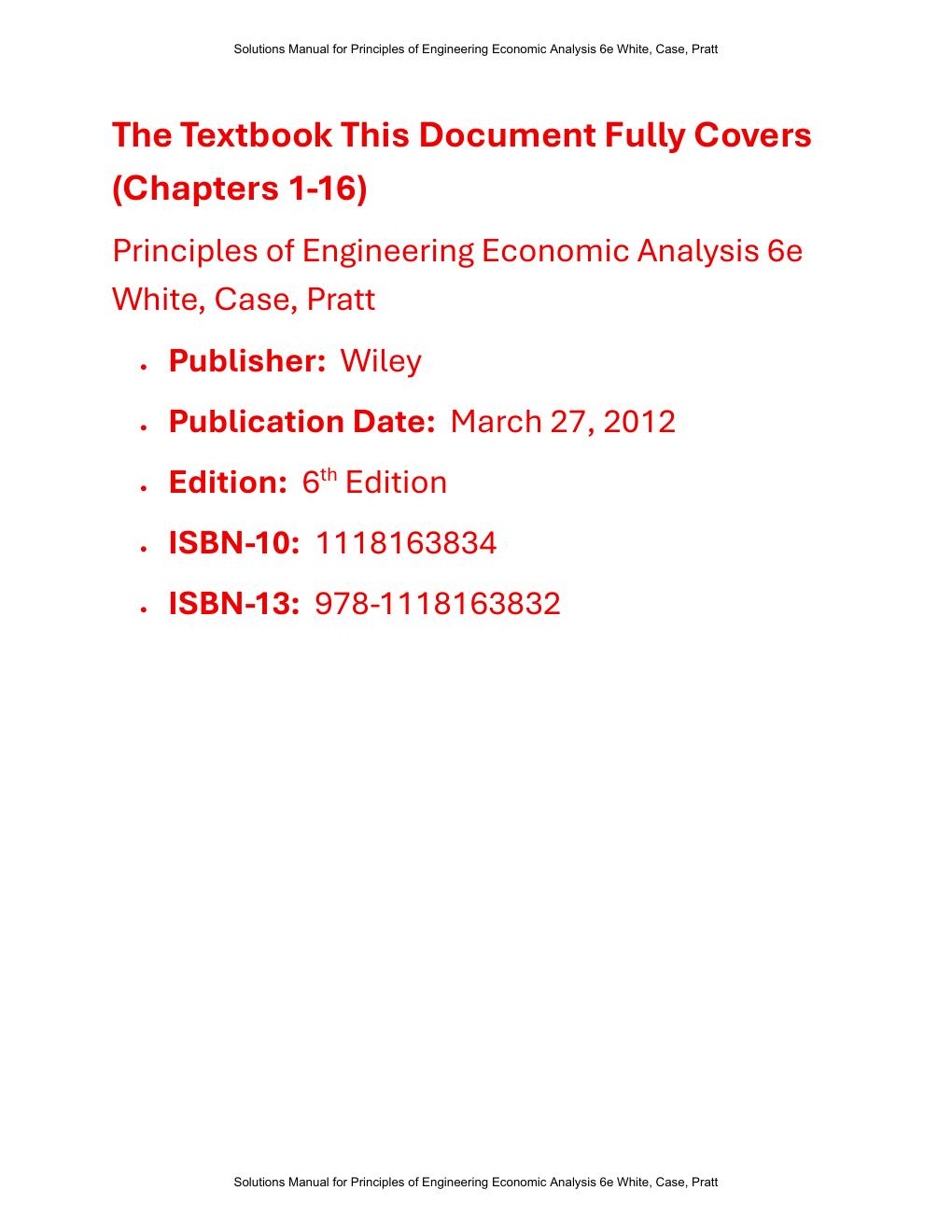 Preview page 3 of Principles of Engineering Economic Analysis 6th Edition By John White, Kenneth Case , David Pratt | Solutions Manual