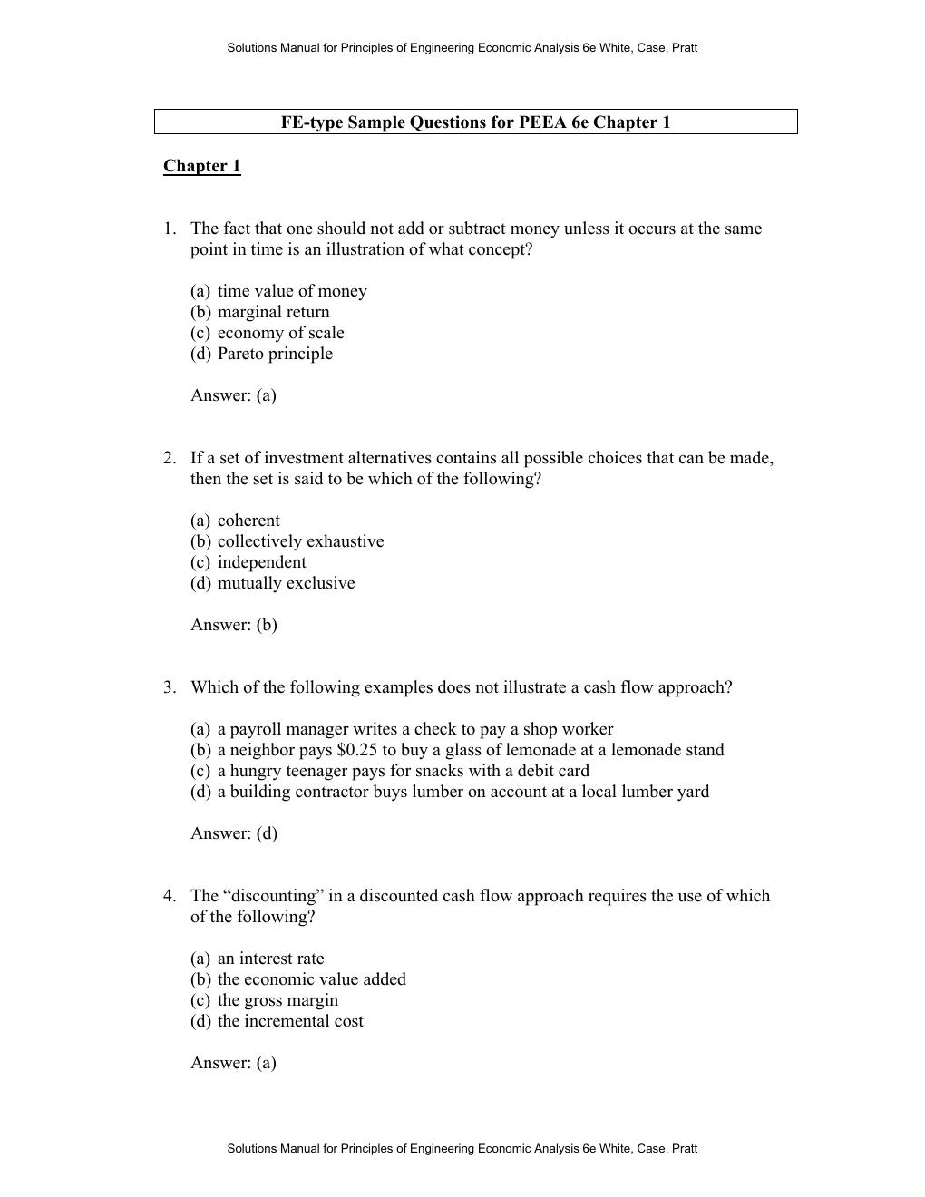 Preview page 5 of Principles of Engineering Economic Analysis 6th Edition By John White, Kenneth Case , David Pratt | Solutions Manual