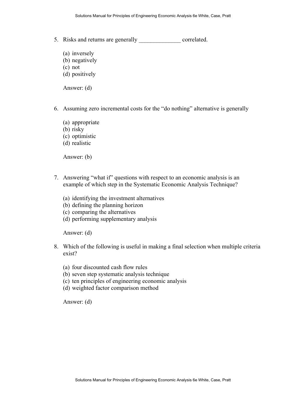 Preview page 6 of Principles of Engineering Economic Analysis 6th Edition By John White, Kenneth Case , David Pratt | Solutions Manual