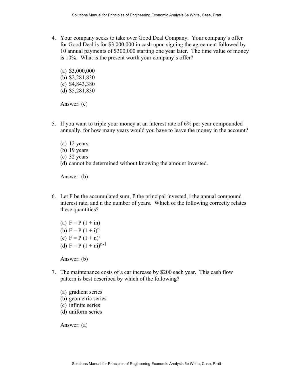 Preview page 10 of Principles of Engineering Economic Analysis 6th Edition By John White, Kenneth Case , David Pratt | Solutions Manual
