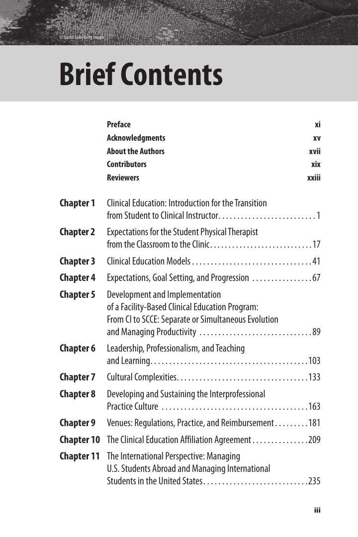 Preview page 4 of Clinical Education in Physical Therapy The Evolution from Student to Clinical Instructor and Beyond 1st Edition Debra St