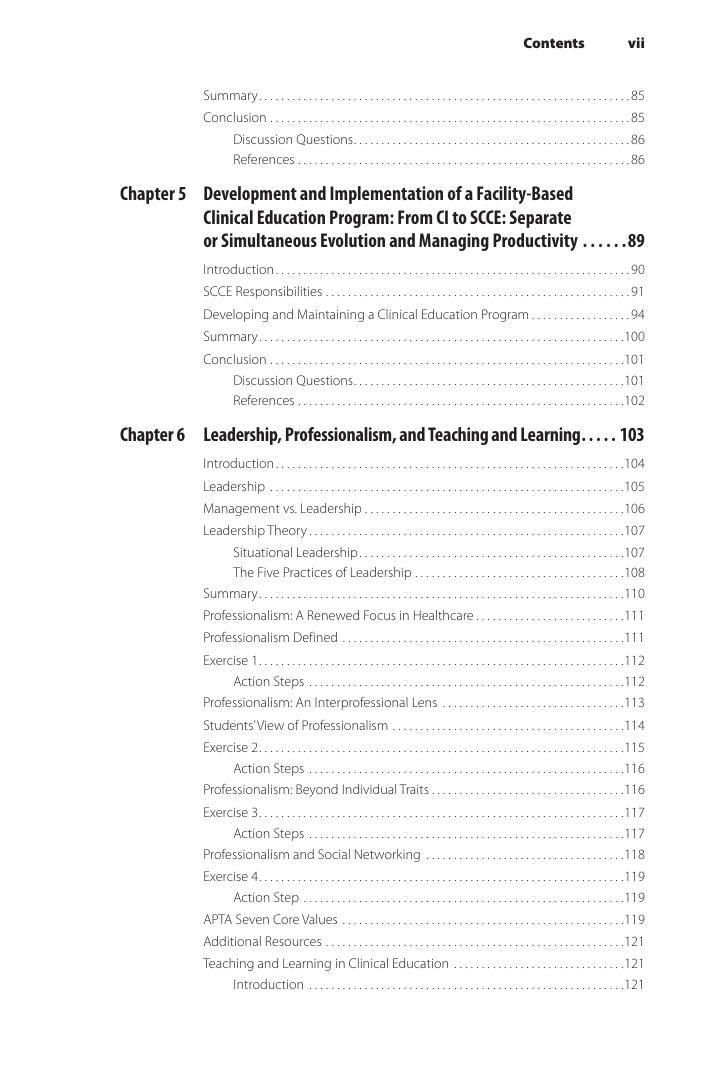 Preview page 8 of Clinical Education in Physical Therapy The Evolution from Student to Clinical Instructor and Beyond 1st Edition Debra St