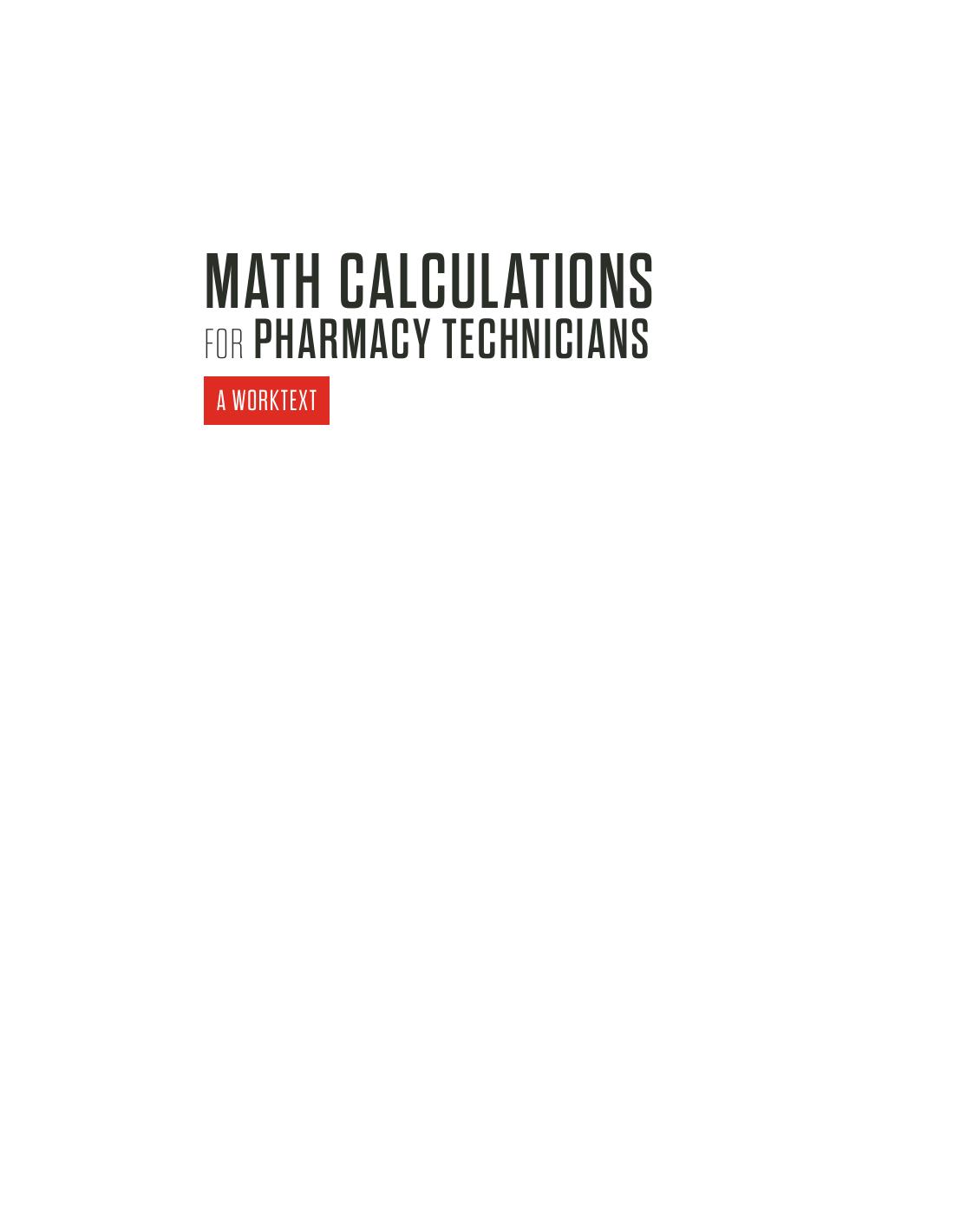 Preview page 3 of Math Calculations for Pharmacy Technicians 4th Edition By Elaine Beale eBook PDF