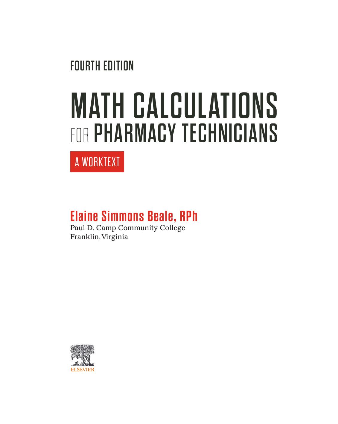 Preview page 5 of Math Calculations for Pharmacy Technicians 4th Edition By Elaine Beale eBook PDF