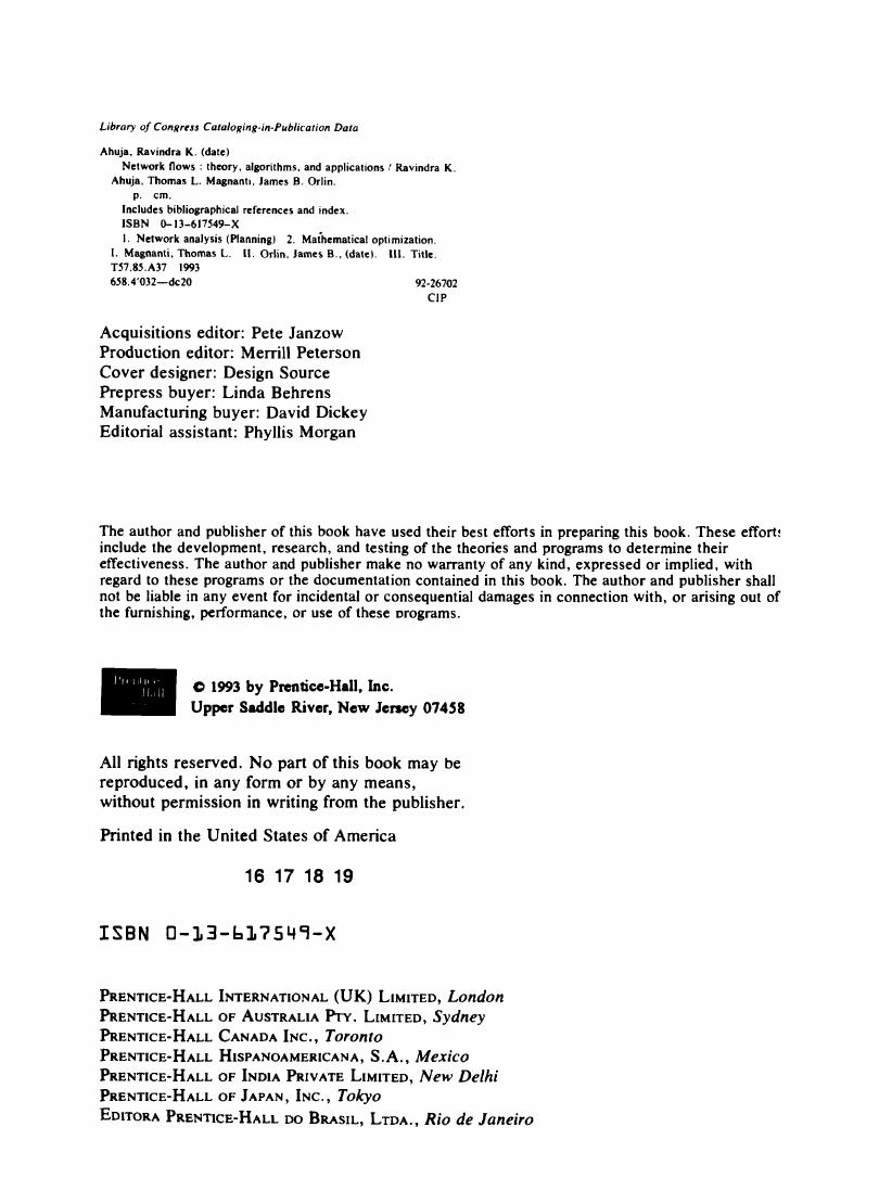 Preview page 3 of Network Flows Theory, Algorithms, and Applications 1st Edition By Ravindra K. Ahuja, Thomas L. Magnanti, James B. Orlin