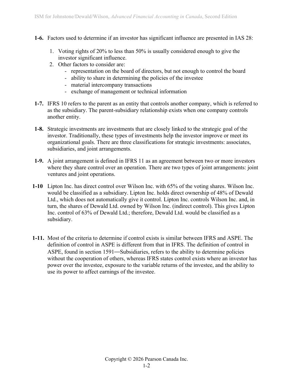 Preview page 2 of Solutions Advanced Financial Accounting in Canada 2nd Edition Johnstone