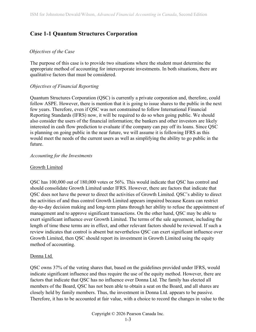Preview page 3 of Solutions Advanced Financial Accounting in Canada 2nd Edition Johnstone