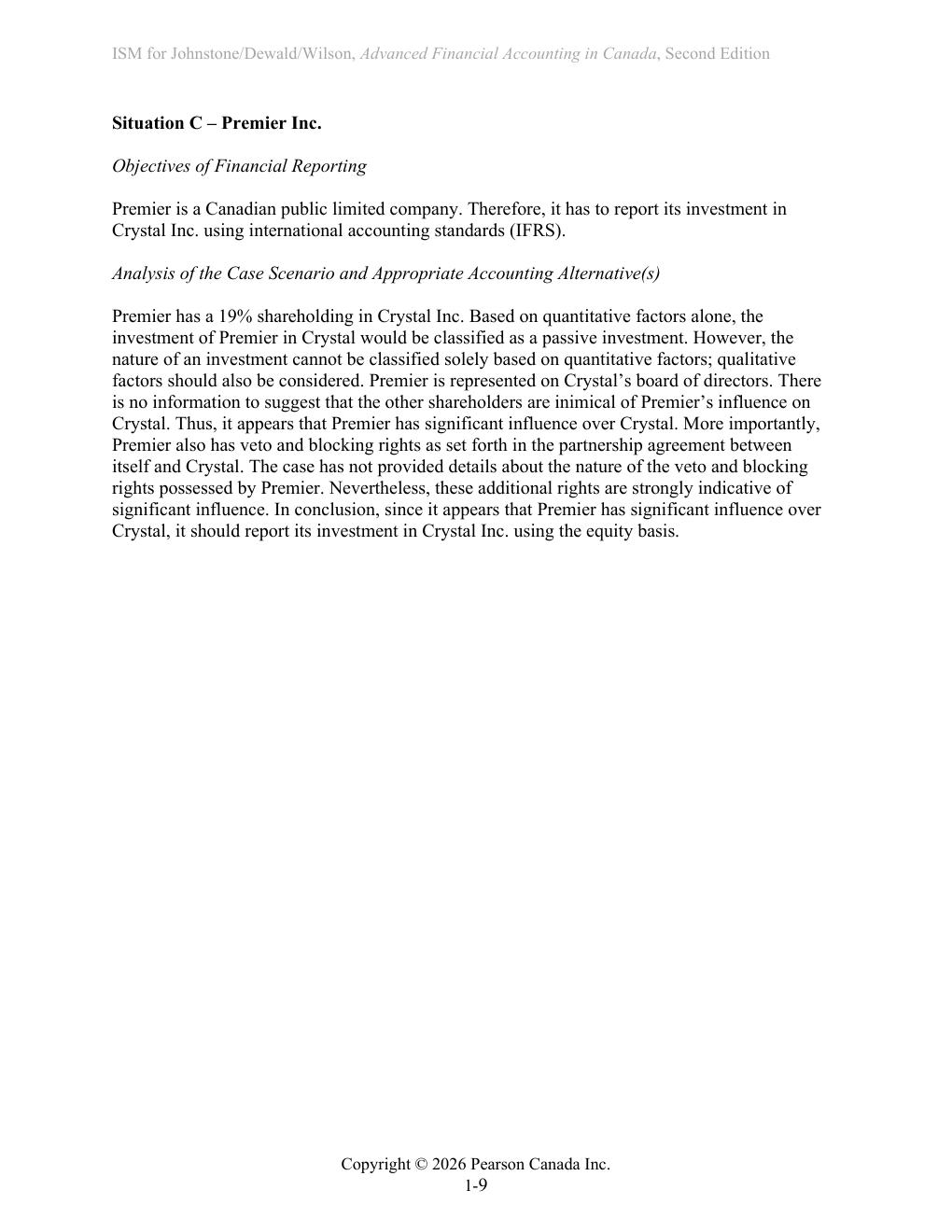 Preview page 9 of Solutions Advanced Financial Accounting in Canada 2nd Edition Johnstone