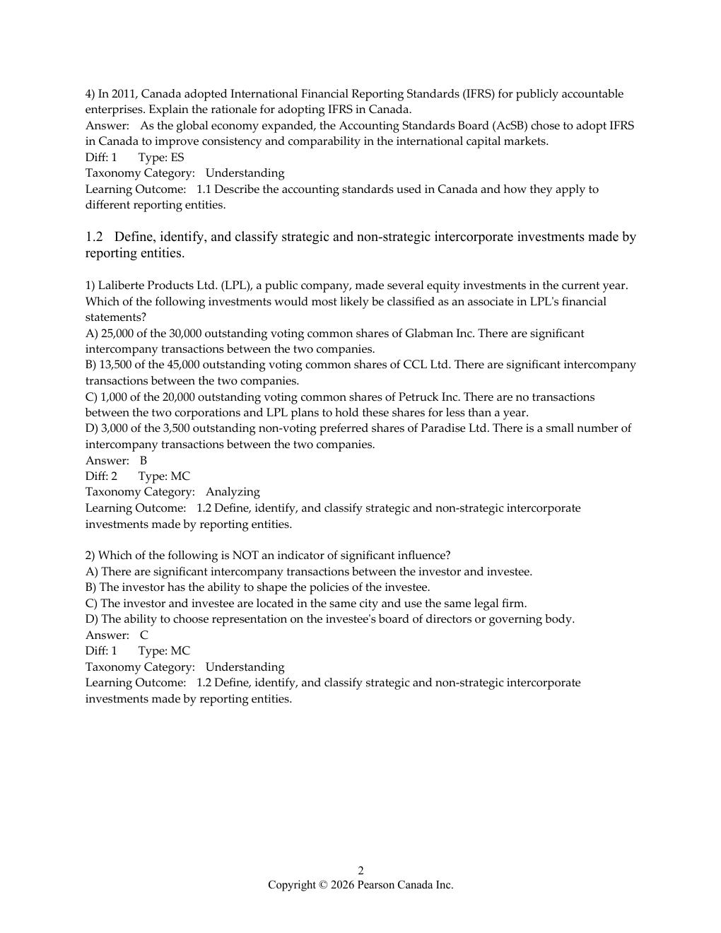 Preview page 2 of Test Bank Advanced Financial Accounting in Canada 2nd Edition Johnstone