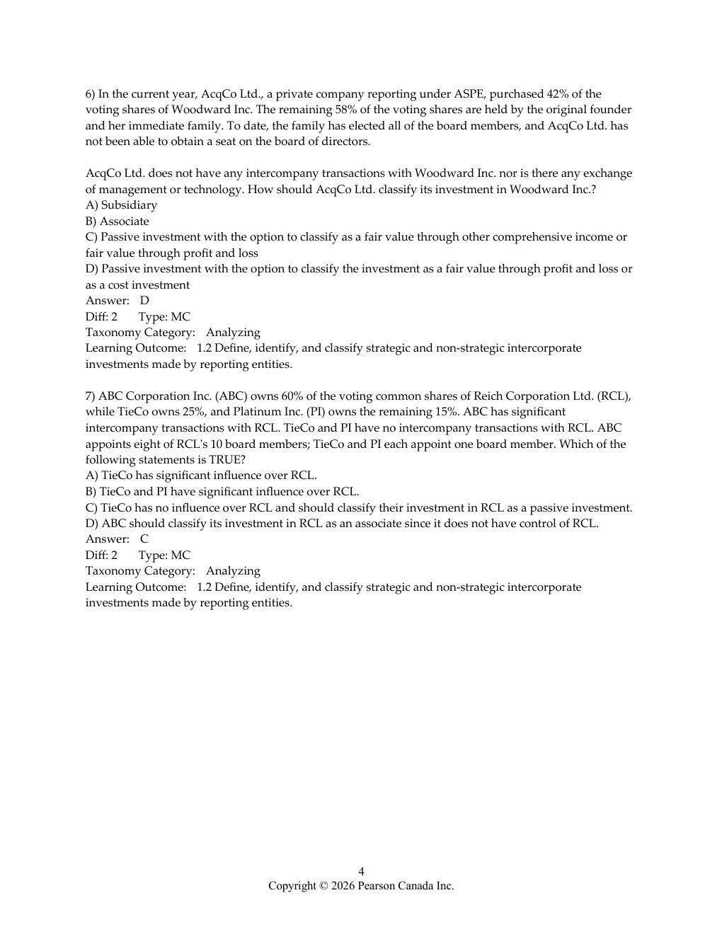 Preview page 4 of Test Bank Advanced Financial Accounting in Canada 2nd Edition Johnstone