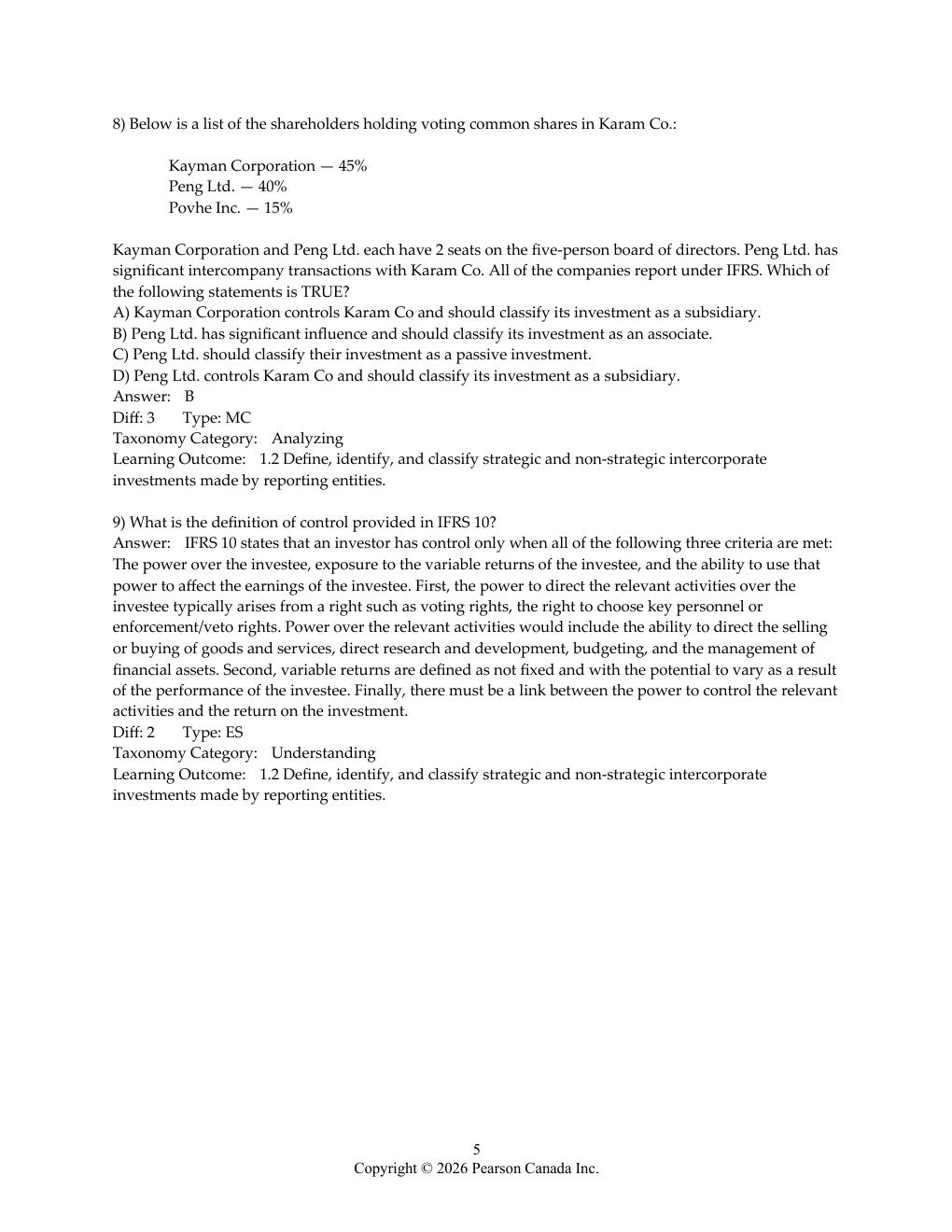 Preview page 5 of Test Bank Advanced Financial Accounting in Canada 2nd Edition Johnstone