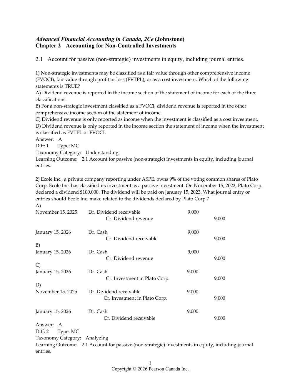 Preview page 8 of Test Bank Advanced Financial Accounting in Canada 2nd Edition Johnstone