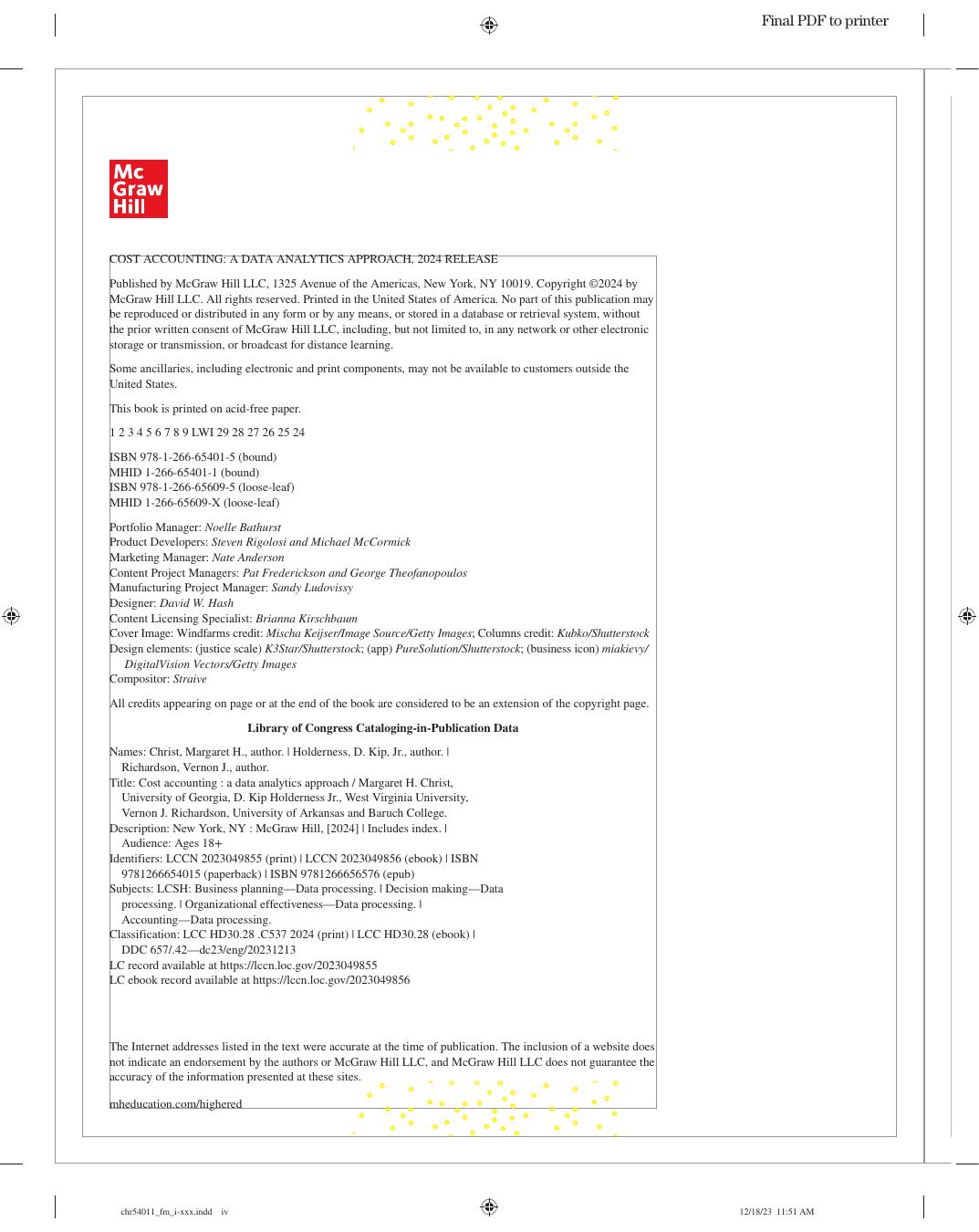 Preview page 5 of eBook Cost Accounting A Data Analytics Approach (2024 Release) By Margaret Christ