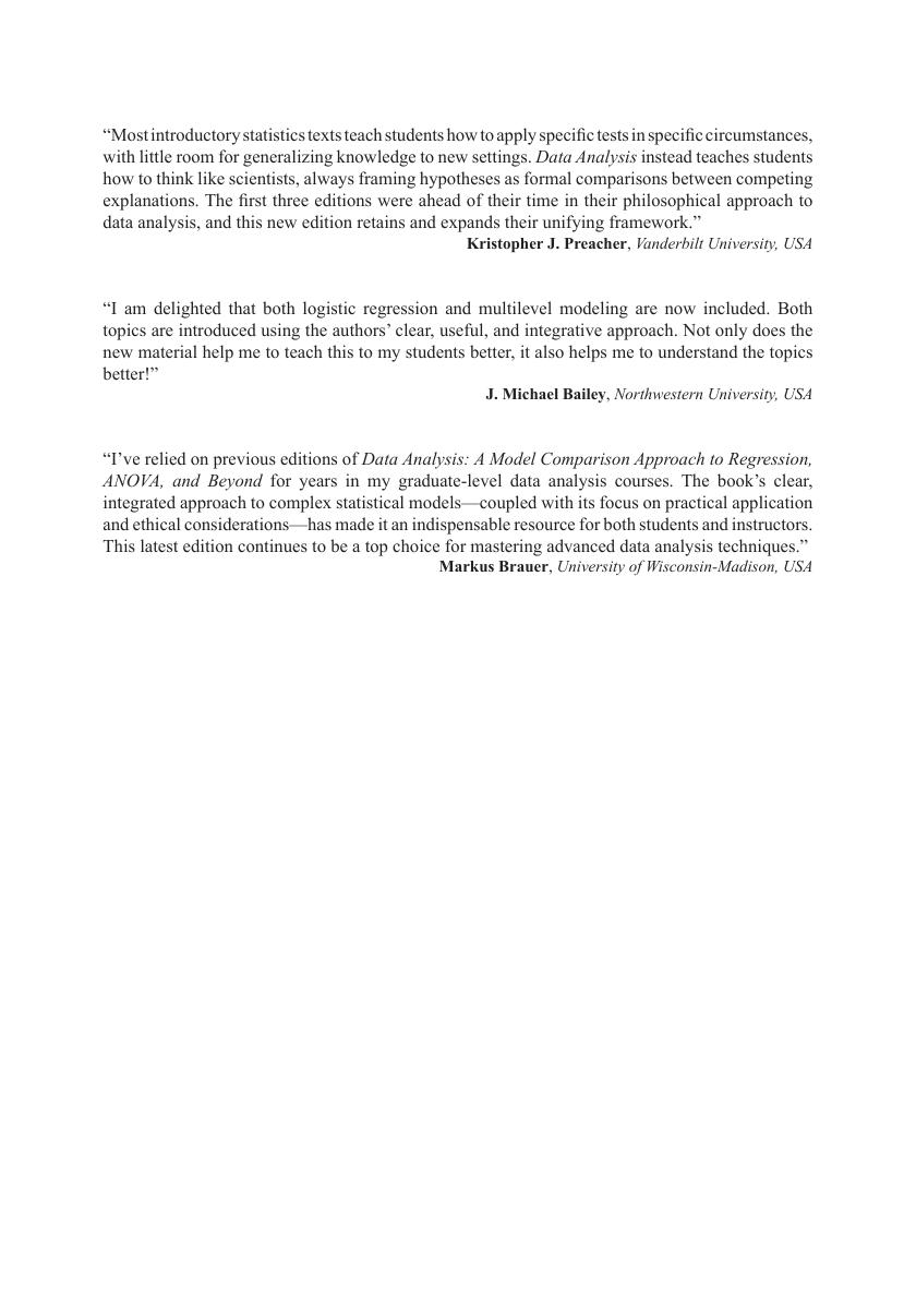 Preview page 2 of eBook Data Analysis A Model Comparison Approach to Regression, ANOVA, and Beyond 4th Edition By Joshua Correll, Abigail