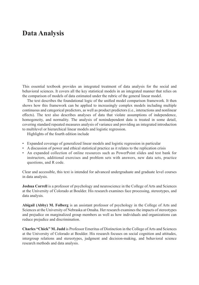 Preview page 4 of eBook Data Analysis A Model Comparison Approach to Regression, ANOVA, and Beyond 4th Edition By Joshua Correll, Abigail