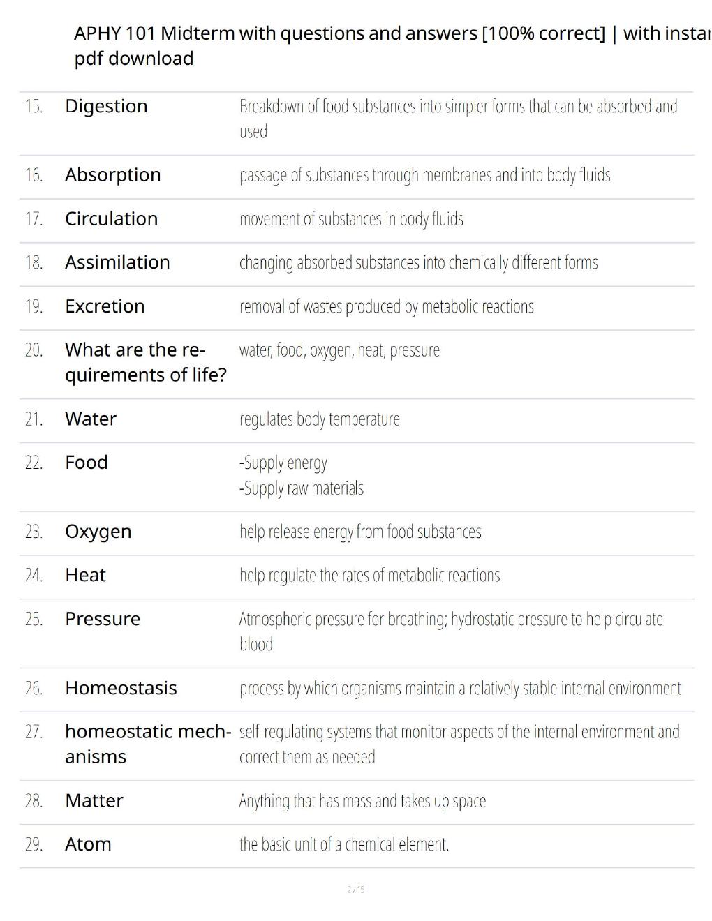 Preview page 2 of APHY 101 Midterm – Comprehensive Questions & Answers with Detailed Solutions