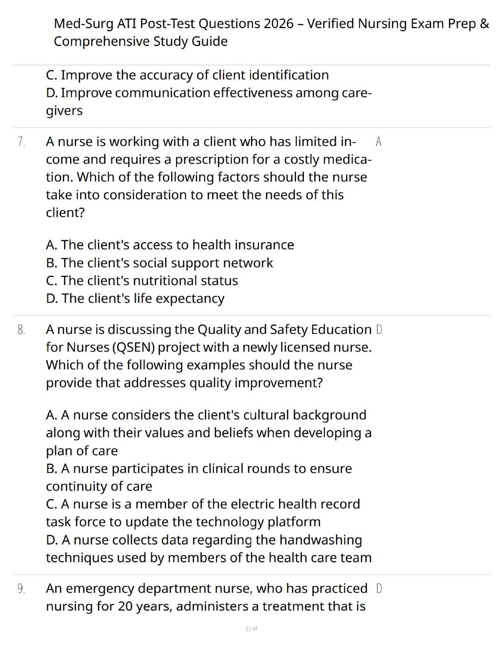 Preview page 3 of Med-Surg ATI Post-Test Questions 2026 – Comprehensive Nursing Exam Prep & Study Guide