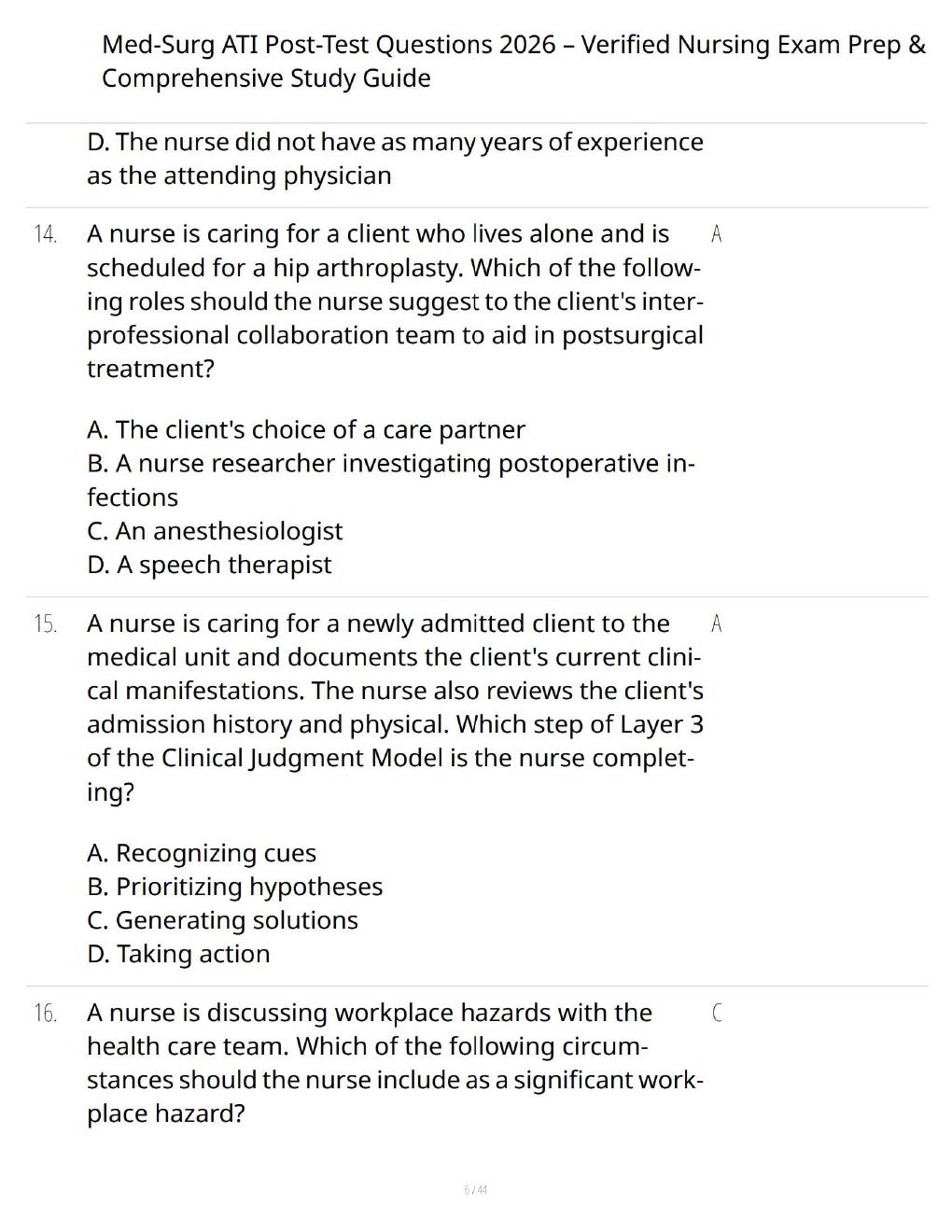 Preview page 6 of Med-Surg ATI Post-Test Questions 2026 – Comprehensive Nursing Exam Prep & Study Guide