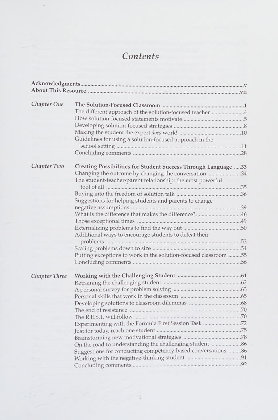 Preview page 9 of (scan copy) eBook Teaching Toward Solutions A Solution Focused Guide to Improving Student Behavior, Grades, Parental Sup