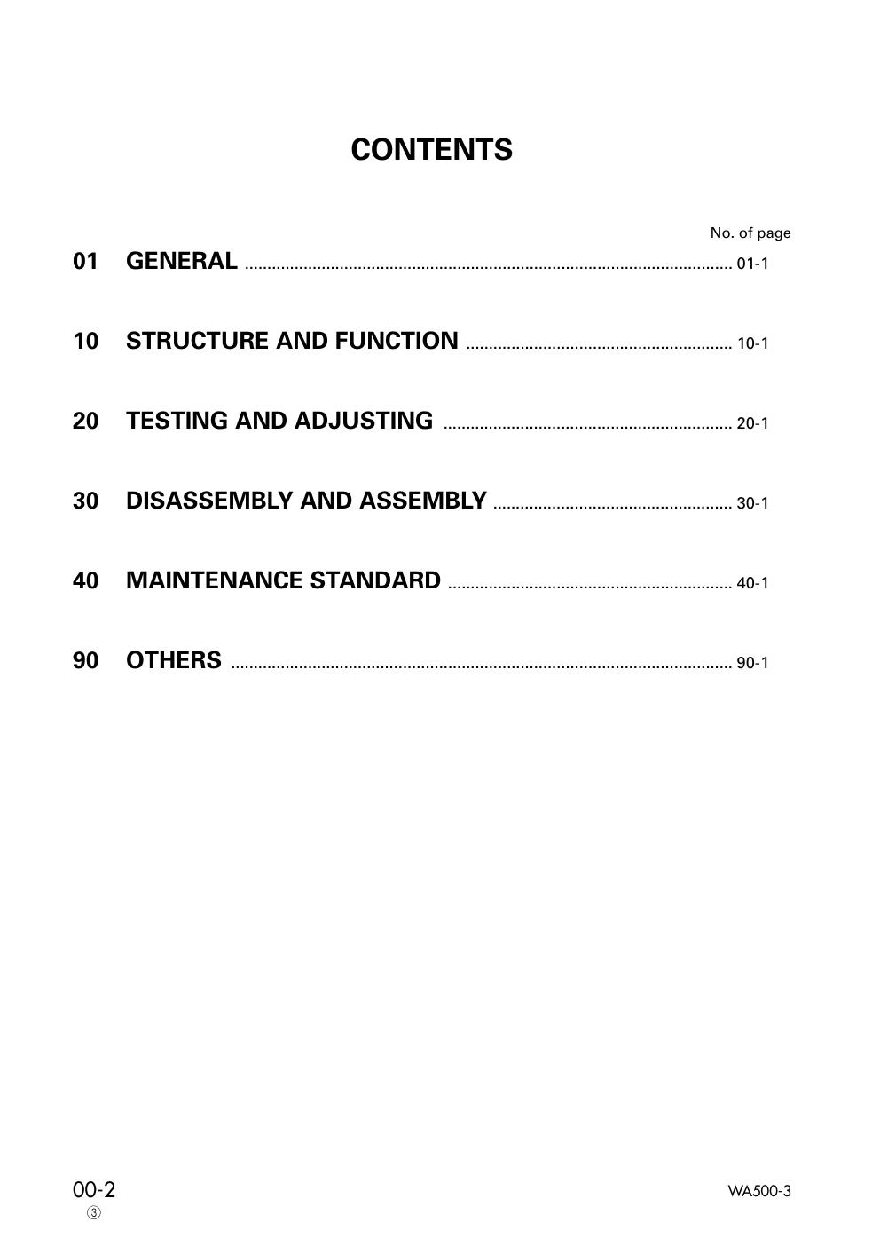 Preview page 2 of Komatsu WA500-3 Wheel Loader Service Manual