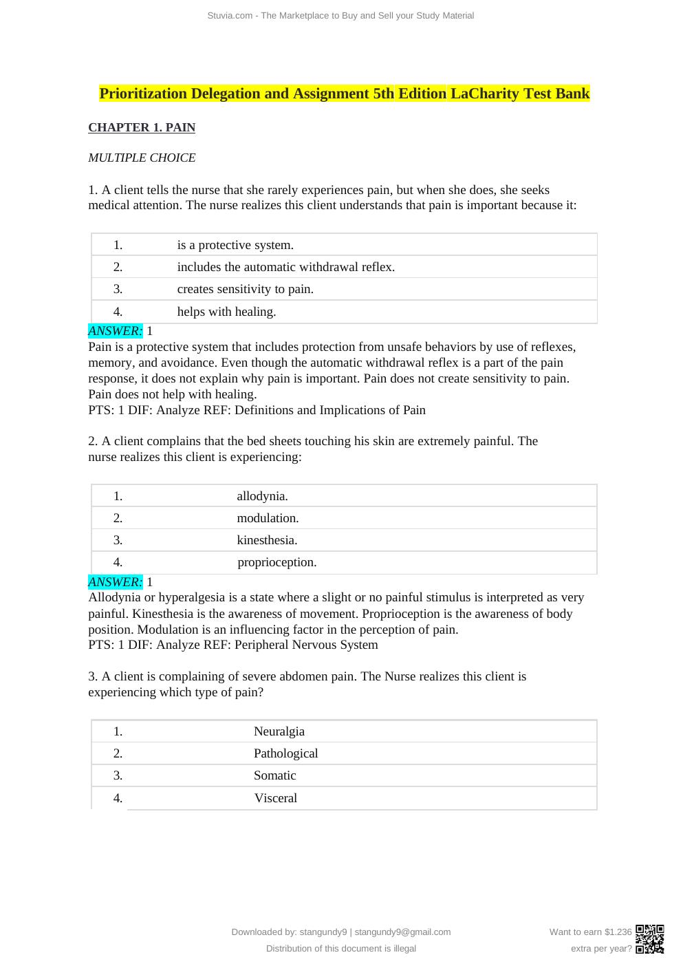 Preview page 3 of Test Bank Prioritization Delegation and Assignment 5th Edition
