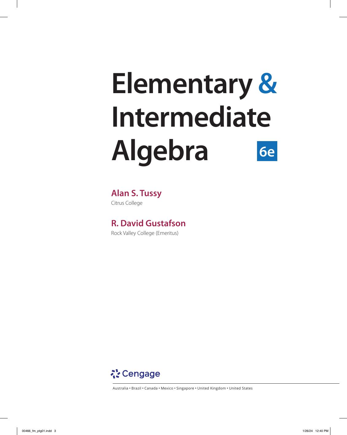 Preview page 5 of Elementary and Intermediate Algebra 6th Edition By Alan Tussy, David Gustafson