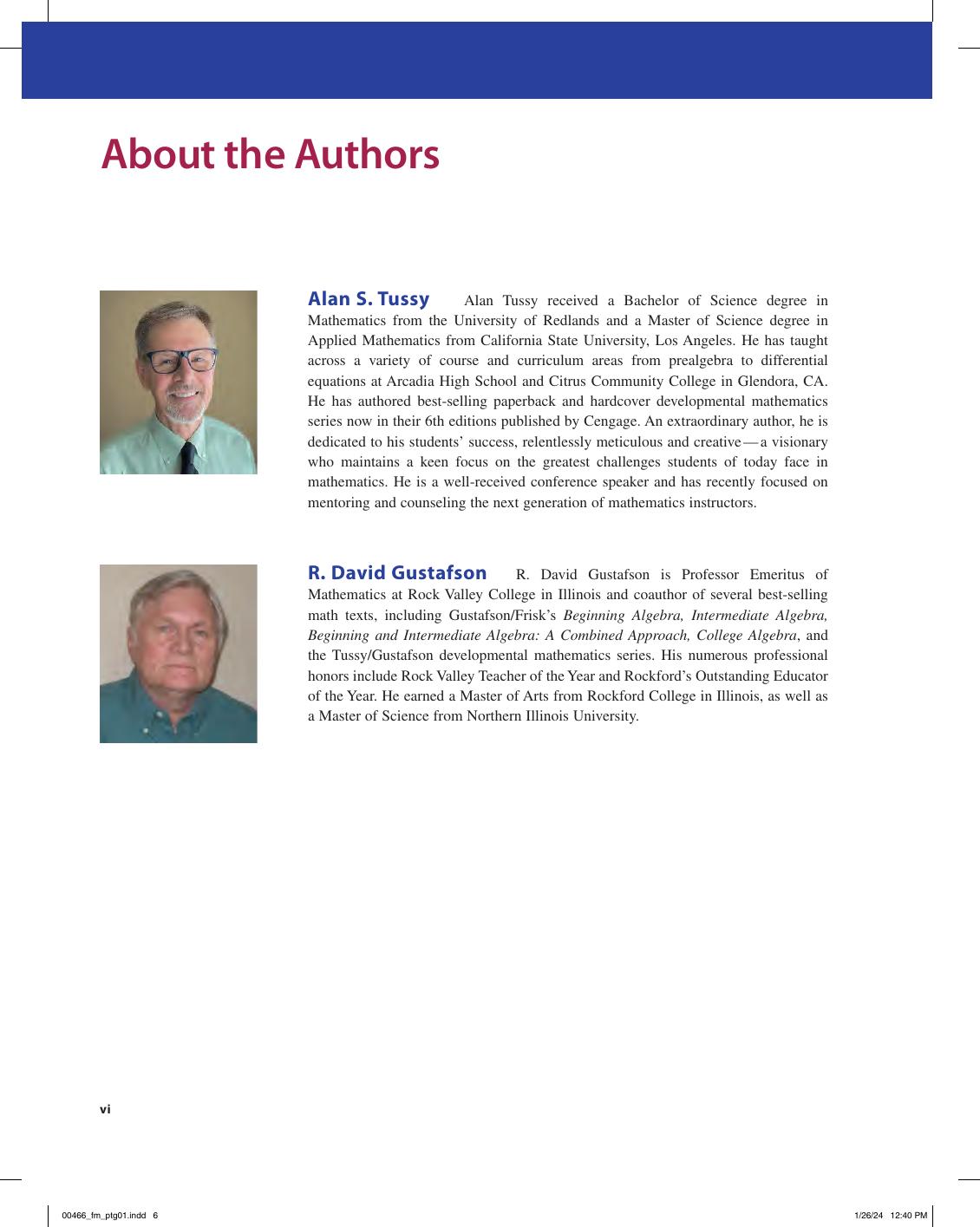 Preview page 8 of Elementary and Intermediate Algebra 6th Edition By Alan Tussy, David Gustafson