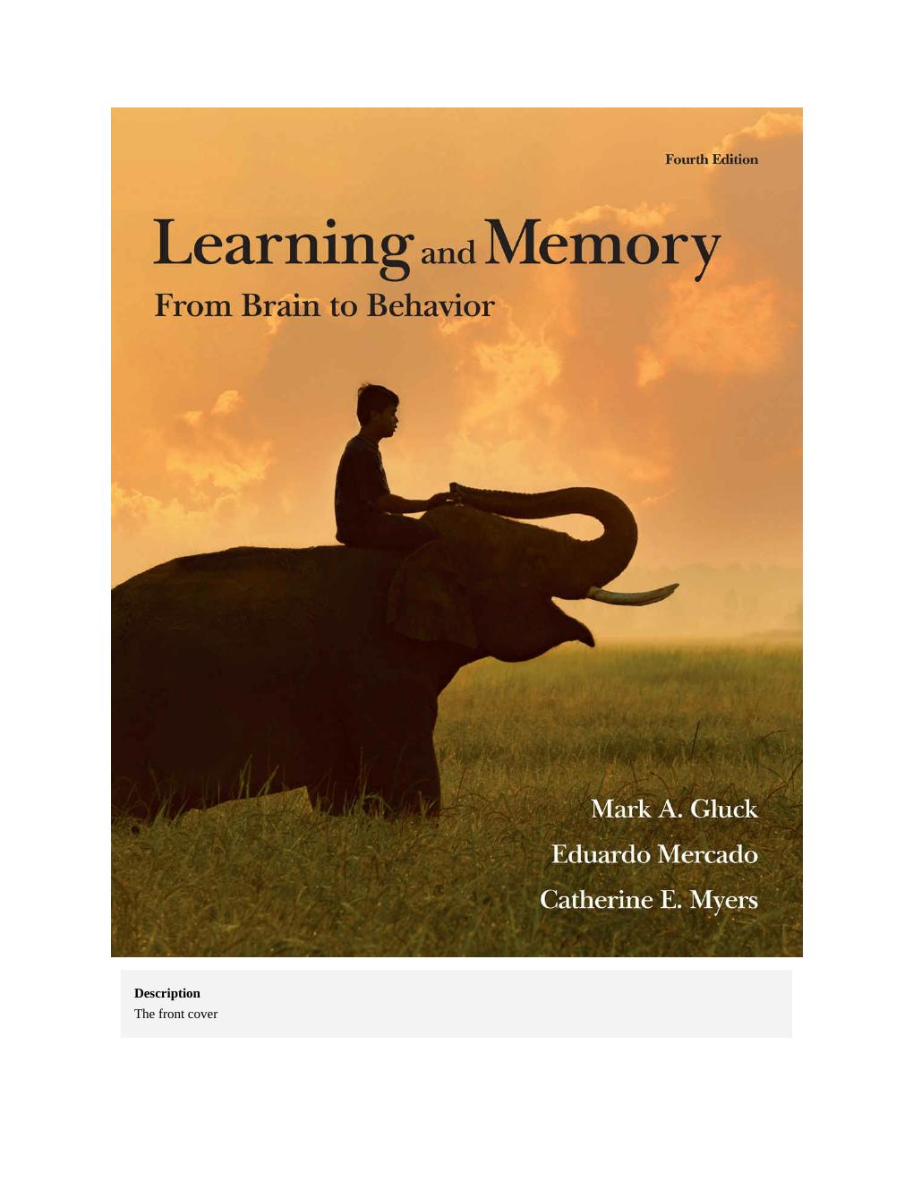 Preview page 2 of Learning and memory from brain to behavior 4th Edition By  Mark A Gluck, Eduardo Mercado, Catherine E Myers